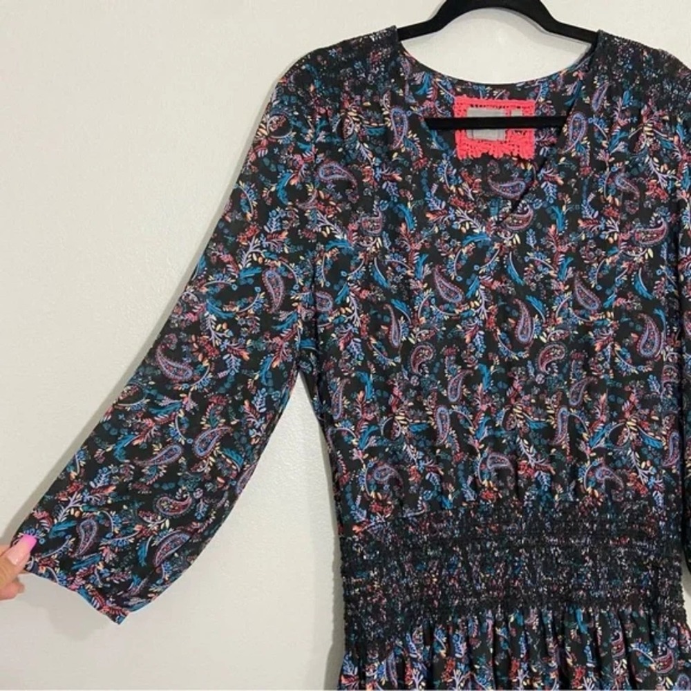 Anthropologie Vanessa Virginia Daytripper Paisley Floral Smocked Dropwaist Dress - Picture 8 of 15